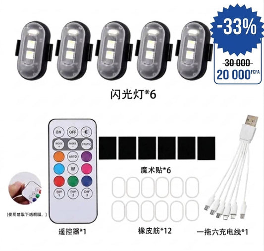 Kit LED  – Télécommande RF Sans Fil ( 6 led sans fil )